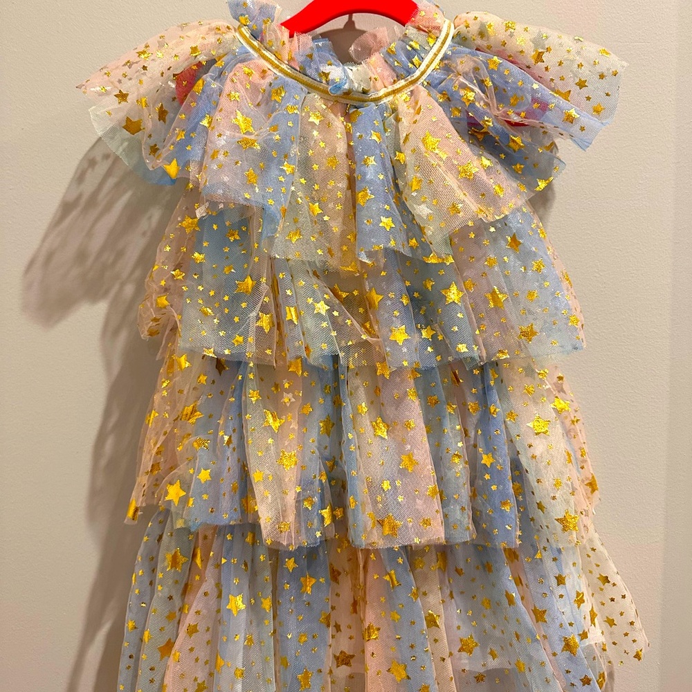 Most gorgeous and perfect bday or party dress with gold stars and ruffles